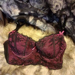 Wine lace bustier